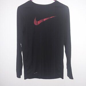 Nike Dri-Fit Boys XL Black w/Red Logo,Long Sleeve Polyester Crew w/Mesh
